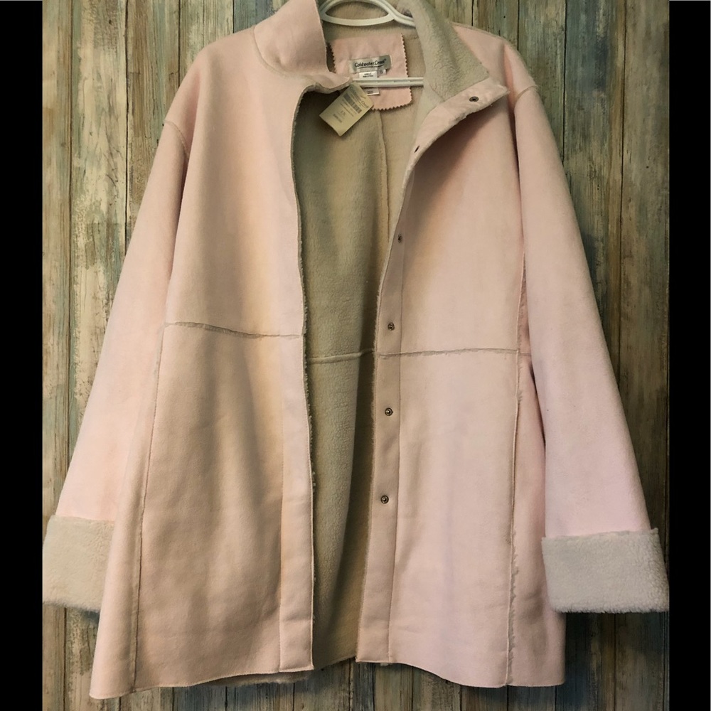 NEW Pink Faux Shearling Coat